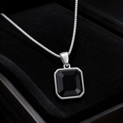 Men’s Black Onyx Pendant Necklace in Sterling Silver